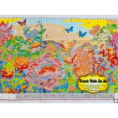 Tranh thêu kín Hoa mẫu đơn xinh tươi VS9042, kích thước 167x 76 cm
