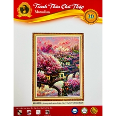 Bộ tranh phong cảnh Xuân Hạ Thu Đông, thêu kín mỗi bức kích thước 60 x 90 cm