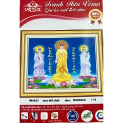 Tranh thêu kín tam thế Phật VS8037, kích thước 105 x 80 cm