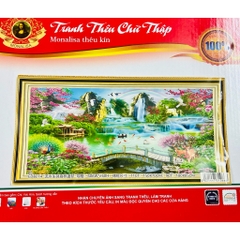 Tranh thêu kín Phong cảnh Lưu thủy sinh tài EDB214, kích thước 150x 70 cm