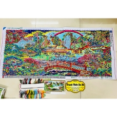 Tranh thêu kín Phong cảnh Lưu thủy sinh tài EDB214, kích thước 150x 70 cm