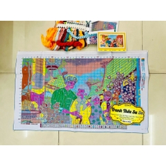 Tranh thêu kín Tết sum vầy TT1556B, kích thước 100 x 60 cm