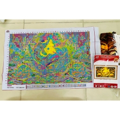 Tranh thêu kín Song ngư cá vàng VS8401, kích thước 60x 90 cm