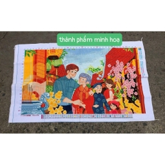 Tranh thêu kín Tết sum vầy TT1556B, kích thước 100 x 60 cm