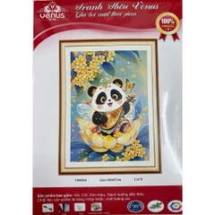Tranh thêu kín Gấu trúc 12 tháng, kích thước mỗi bức 50 x 67 cm, tranh này vải nâu