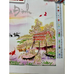 Tranh thêu chữ thập Gia đình LV3476, kích thước 84x 47 cm, (tranh thêu 3D)