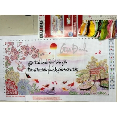 Tranh thêu chữ thập Gia đình LV3476, kích thước 84x 47 cm, (tranh thêu 3D)