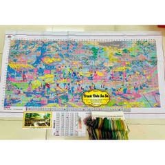 Tranh thêu kín Chợ quê VS8125, kích thước 150 x 75 cm