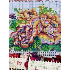 Tranh thêu Hoa mẫu đơn z463, kích thước 109 x 40 cm
