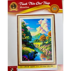 [Thêu 4 sợi] Tranh thêu kín Phong cảnh mộng mơ 5366, kích thước 60 x 80 cm