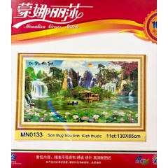 Tranh thêu kín sơn thuỷ hữu tình MN0133, MN0134