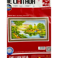 Tranh thêu 3d Phong cảnh làng quê 88905, kích thước 84 x 47 cm