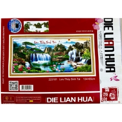 Tranh thêu chữ thập Lưu thuỷ sinh tài 223181, kích thước 134x 65 cm