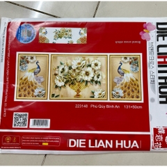 Tranh thêu Bộ ba bình hoa phú quý 223147, LV3141, LV3138