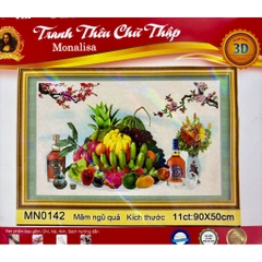 Tranh thêu mâm ngũ quả (trái cây) MN0142, MN0143