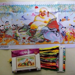 Tranh thêu chữ thập Phật di lặc LV3432, kích thước 100 x 55 cm