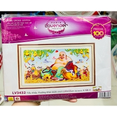 Tranh thêu chữ thập Phật di lặc LV3432, kích thước 100 x 55 cm