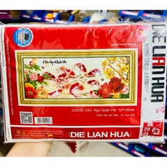 Tranh thêu 3D Cửu ngư quần hội 223039, kích thước 127 x 55 cm