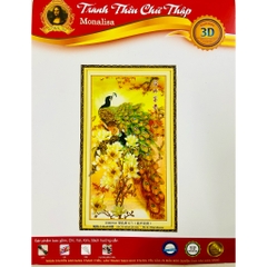 Tranh thêu kín đôi công phú quý hh0703, 65x120 cm, 11ct thêu 3 sợi