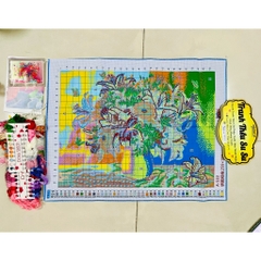 Tranh thêu kín Bình hoa A533, kích thước 72x55 cm