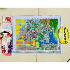 Tranh thêu kín Bình hoa A533, kích thước 72x55 cm