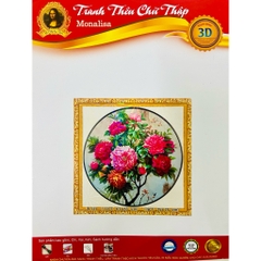 Tranh thêu kín Hoa mẫu đơn A133, kích thước 63 x 63 cm