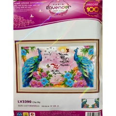 Tranh thêu chữ thập Cha mẹ (đồng hồ) LV3390, kích thước 80 x 50 cm