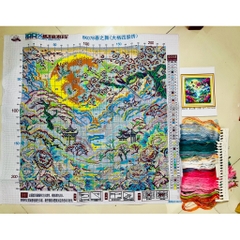 Tranh thêu kín Hoa mùa xuân 8K078, thêu 4 sợi, 9CT, kích thước 75 x75 cm