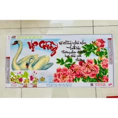 [Đã đính] Tranh đá thành phẩm Vợ chồng, kích thước 90 x 45 cm