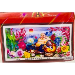 Tranh thêu chữ thập phật di lặc thêu kín EZ001, kích thước 100x 55 cm