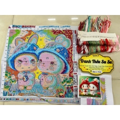 Tranh thêu kín 4 sợi, 9ct, kích thước 60x60 cm
