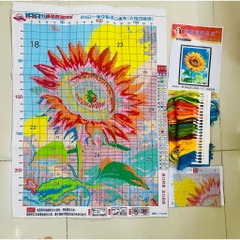 [Thêu 4 sợi] Tranh thêu kín chữ thập Hoa hướng dương 69652, kích thước 60 x 80 cm