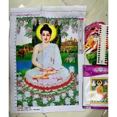 Tranh thêu chữ thập Phật thích ca LV3492, kích thước 50 x 70 cm