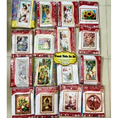 Tranh thêu kín Hoa sen tươi sắc VS8960, kích thước 50 x 80 cm