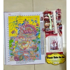 Tranh thêu kín Hoa mẫu đơn VS8829, kích thước 50 x 67 cm