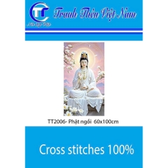 Tranh thêu kín Quan âm TT2006, kích thước 60x100 cm, 11ct thêu 3 sợi