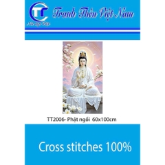 Tranh thêu kín Quan âm TT2006, kích thước 60x100 cm, 11ct thêu 3 sợi