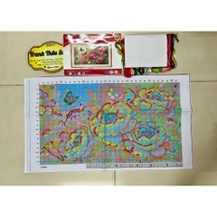 Tranh thêu kín Hoa mẫu đơn VS8842, kích thước 88 x 50 cm