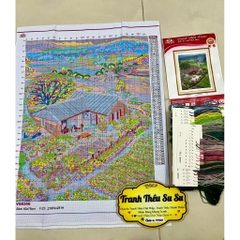 Tranh thêu kín Ngôi nhà bình yên VS8356, kích thước 60 x 75 cm