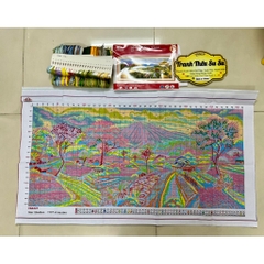Tranh thêu kín Phong cảnh lúa chín VS8337, kích thước 105 x 55 cm
