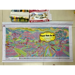 Tranh thêu kín Phong cảnh lúa chín VS8337, kích thước 105 x 55 cm