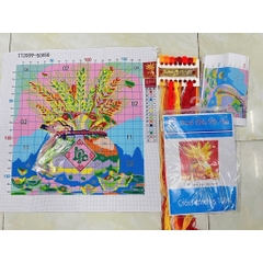 Tranh thêu kín Túi tiền Phúc Lộc Thọ, kích thước 50x 50 cm