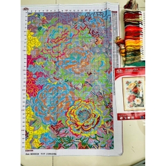Tranh thêu kín Hoa mẫu đơn VS8339, kích thước 60  x 90 cm