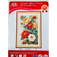 Tranh thêu kín Hoa mẫu đơn VS8339, kích thước 60  x 90 cm