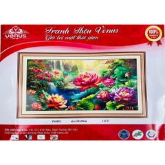 Tranh thêu kín Hoa sen VS8925, kích thước 50 x 89 cm