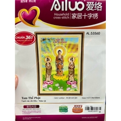 Tranh thêu chữ thập Tam thế phật (70*100 cm) tranh 3D AL53560