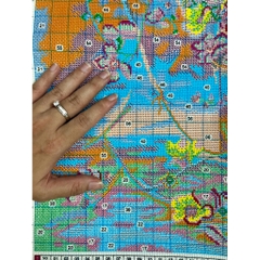 [Thêu 2 sợi] Tranh thêu kín Bình hoa MN0340, kích thước 65x80 cm