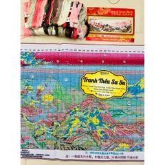 Tranh thêu kín Phong cảnh núi hồng DX1305, kích thước 150x 61 cm