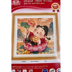 Tranh thêu kín Thần tài hoa sen VS8862, kích thước 50 x 50 cm