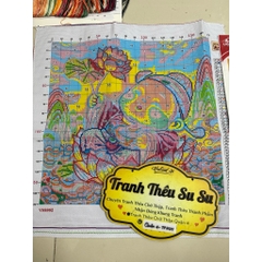Tranh thêu kín Thần tài hoa sen VS8862, kích thước 50 x 50 cm
